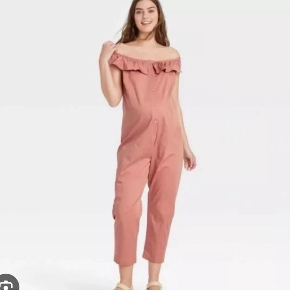 The Nines by Hatch Womens Jumpsuit XL Sleeveless Ruffle Button Front Maternity